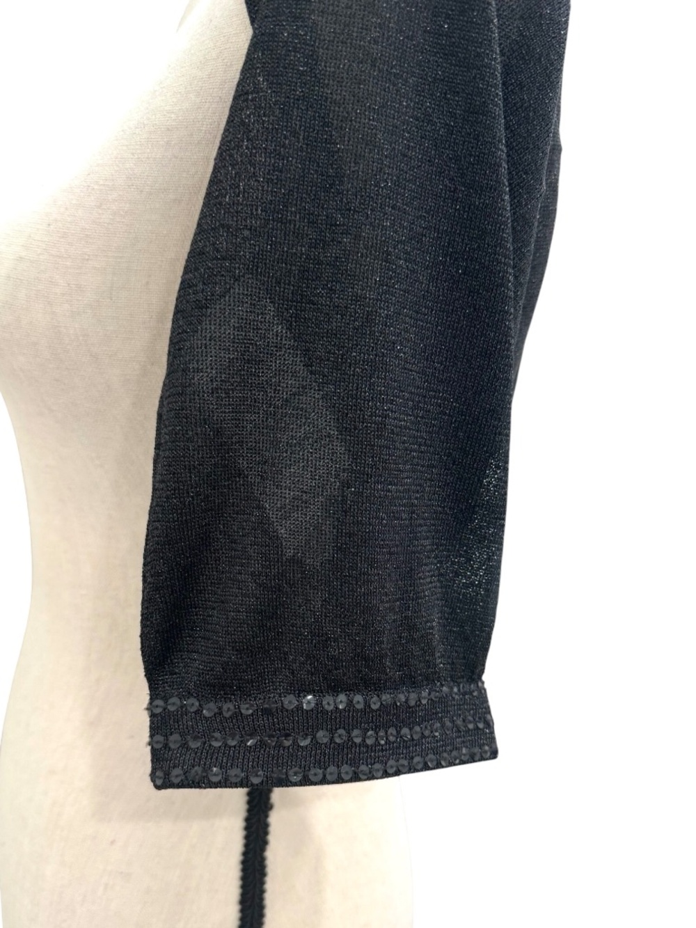 ADOLFO DOMINGUEZ BLACK METALLIC SHIMMER OPEN FRONT BOLERO SHRUG - Picture 10 of 16